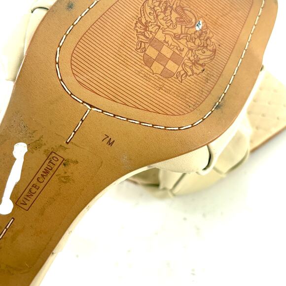 Vince Camuto Brelanie Braided Strap Heel 7 Cream NWOT Sandals Woven Square Toe - Picture 7 of 7